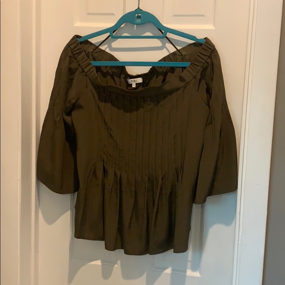 Tibi cropped off shoulder top